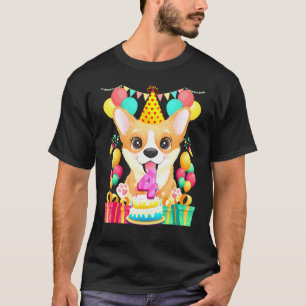 Corgi 4de verjaardag 4 jaar oud t-shirt