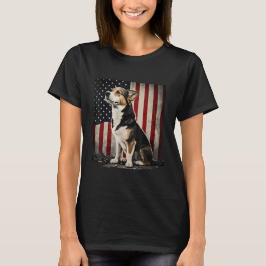 Corgi 4th of July Dog American Flag T-shirt (Voorkant)