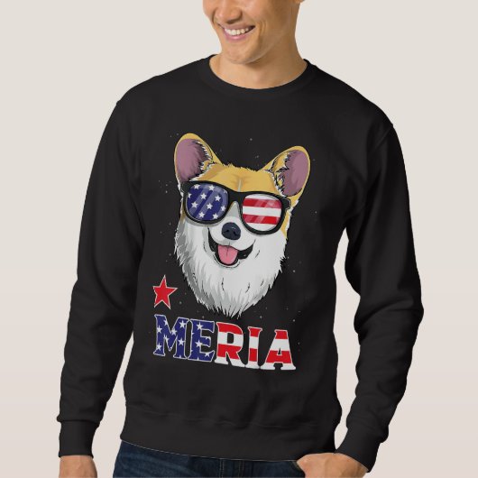 Corgi 4th of July Merica Men Women USA American F Trui (Voorkant)