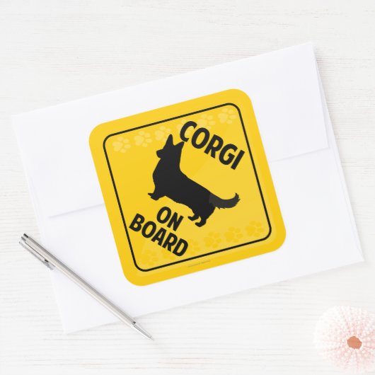Corgi aan boord (Cardigan Welsh) Vierkante Sticker (Envelop)