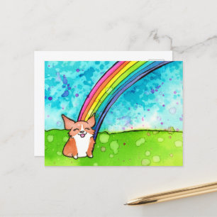 Corgi aan het einde van de regenboog briefkaart