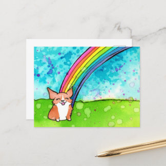 Corgi aan het einde van de regenboog briefkaart
