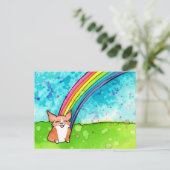 Corgi aan het einde van de regenboog briefkaart (Staand voorkant)