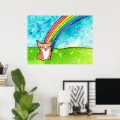 Corgi aan het einde van de regenboog poster (Thuiskantoor)