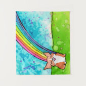 Corgi aan het einde van de regenboog wandkleed (Voorkant)