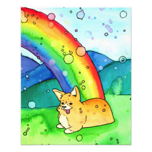 Corgi aan het einde van de regenboogdruk op de Wat Foto Afdruk