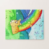 Corgi aan het einde van de regenboogWaterverf puzz Legpuzzel (Horizontaal)