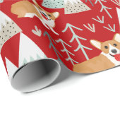 Corgi Adventure in bergen patroon - rood Cadeaupapier (Rol Hoek)