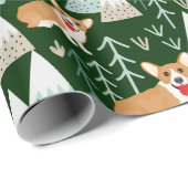 Corgi Adventure in de bergen - groen Cadeaupapier (Rol Hoek)