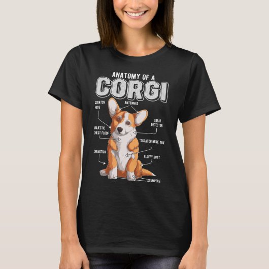 Corgi Anatomy Funny Dog T-shirt (Voorkant)