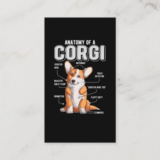 Corgi Anatomy Funny Dog Visitekaartje (Voorkant)