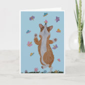Corgi and Butterflies Happy Birthday! Kaart (Voorkant)