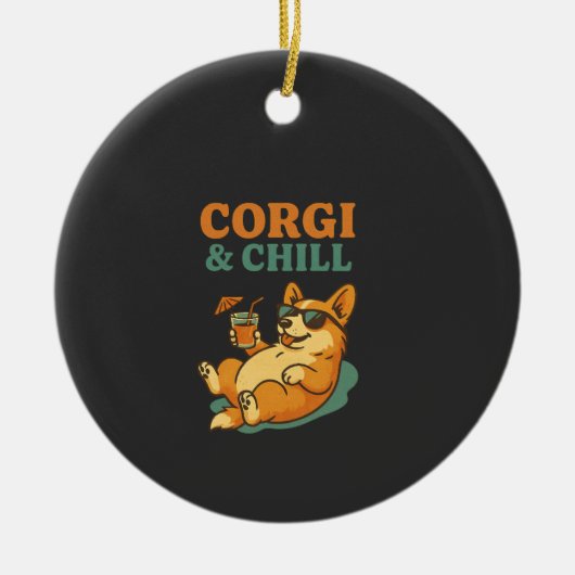 Corgi and Chill Keramisch Ornament (Voorkant)