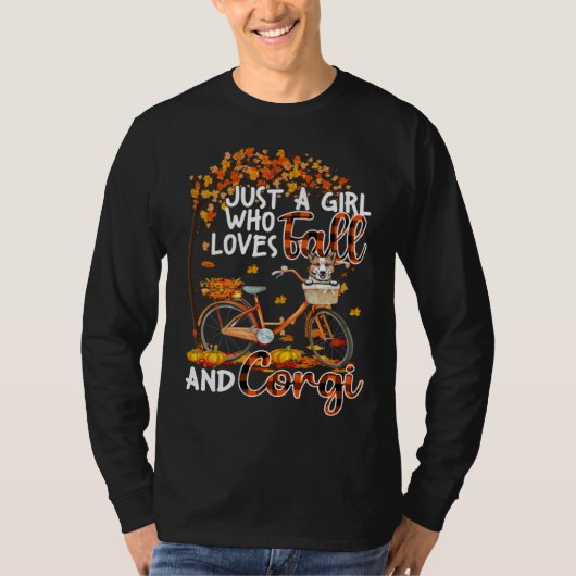 Corgi And Fall  Dog Owner Bicycle Thanksgiving T-shirt (Voorkant)