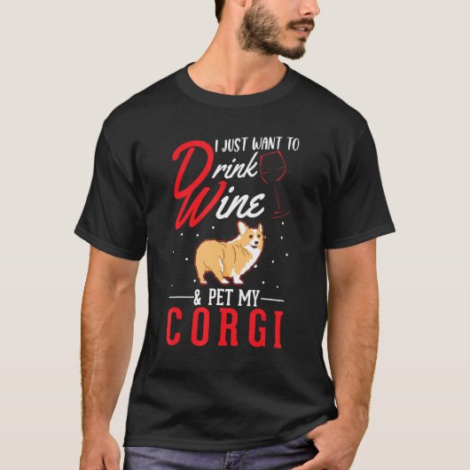 Corgi And Wine T-shirt (Voorkant)