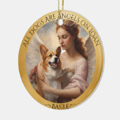 Corgi Angel Gepersonaliseerd Gedenkteken Keramisch Ornament (Links)