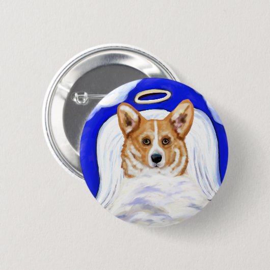 Corgi Angel Ronde Button 5,7 Cm (Voorkant /achterkant)