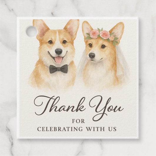 Corgi Aquarel Bruiloft Bedankt Bedankjes Labels (Voorkant)