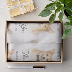 Corgi Aquarel Bruiloft Bedankt Tissuepapier