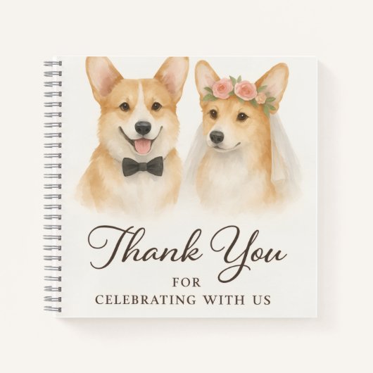 Corgi Aquarel Trouw Dank je Notitieboek (Voorkant)