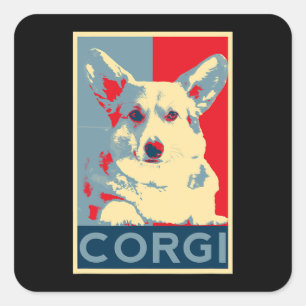 Corgi Art Dog Art voor blikken van Corgis Vierkante Sticker