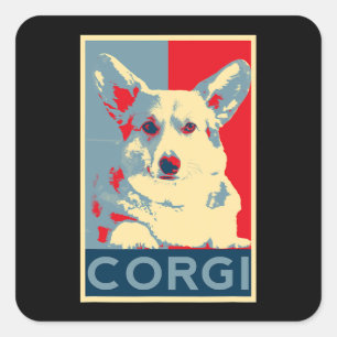 Corgi Art Dog Art voor blikken van Corgis Vierkante Sticker