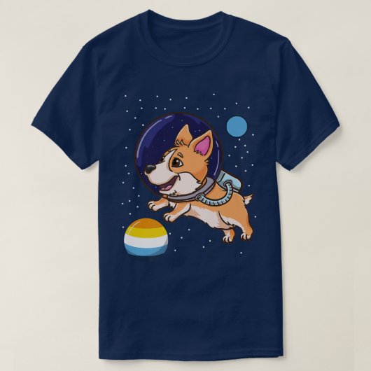 Corgi Astronaut Aroace Pride Premium T-Shirt (Design voorkant)