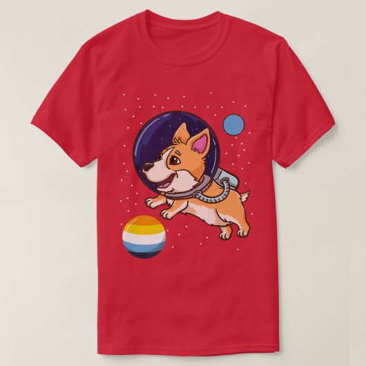 Corgi Astronaut Aroace Pride T-shirt (Design voorkant)