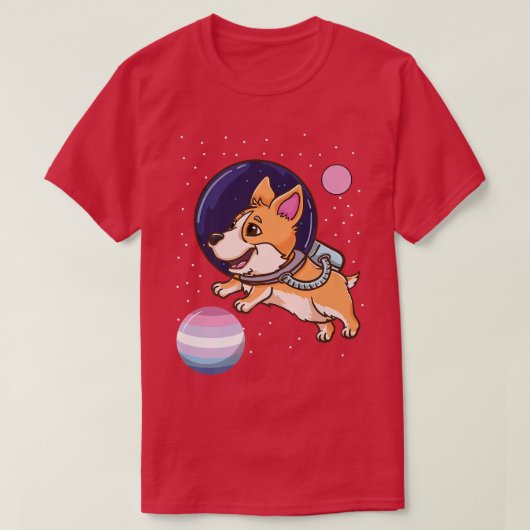 Corgi Astronaut Bigender Pride-233 T-shirt (Design voorkant)