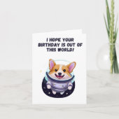 Corgi Astronaut Birthday Kaart (Voorkant)