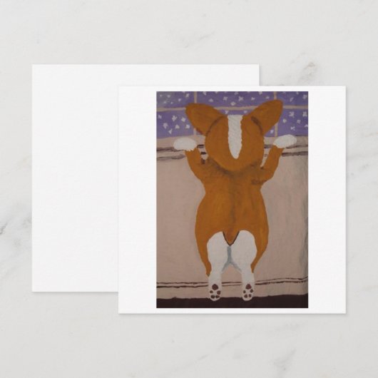 Corgi at Window Invitation (Voorkant / Achterkant)