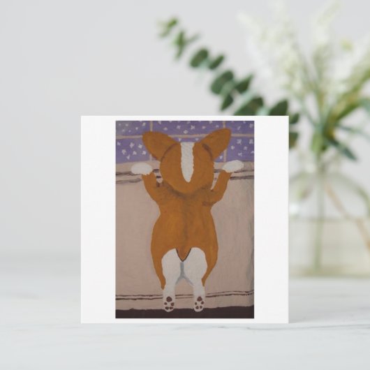 Corgi at Window Invitation (Staand voorkant)