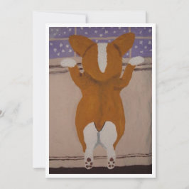 Corgi at Window Invitation Kaart