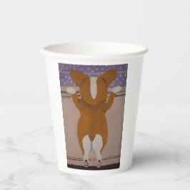 Corgi at window Paper Cups Papieren Bekers