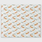 Corgi Avontuur in de bergen patroon - wit Cadeaupapier (Vlak)