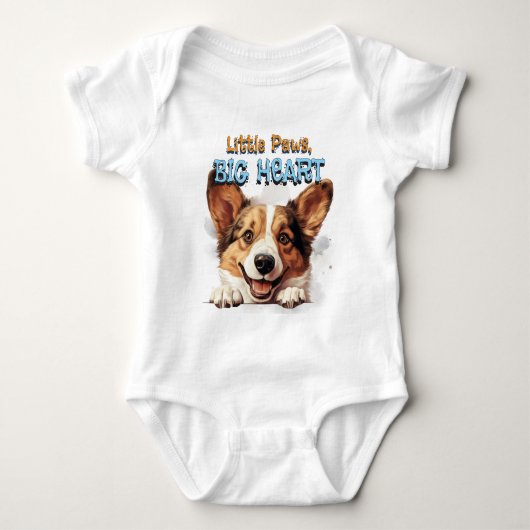 Corgi Baby Groei | Kleine Pootjes Groot Hart Romper (Voorkant)