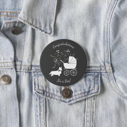 Corgi Baby shower Dog Ronde Button 7,6 Cm (In situ)