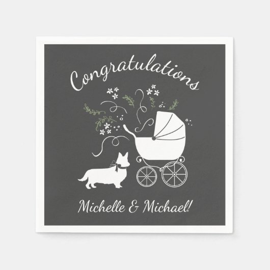 Corgi Baby shower Dog Servet (Voorkant)