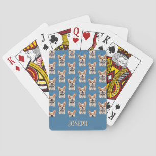 Corgi Baby Shower Spel Blauw Aanpasbare Naam Pokerkaarten