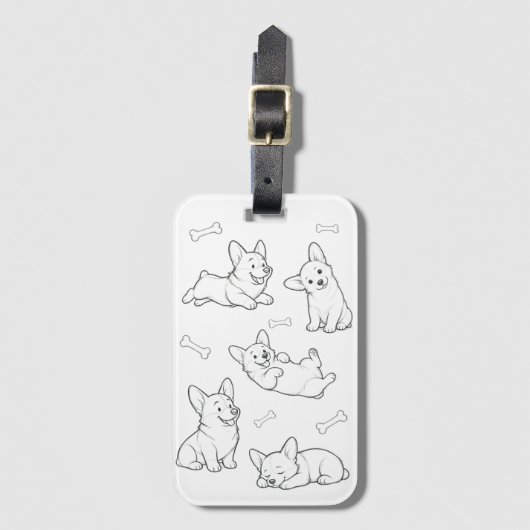Corgi bagage label Cute hond reislabel (Voorkant (verticaal))