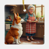 Corgi Baking with Grandma Christmas Painting Keramisch Ornament (Voorkant)