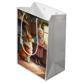 Corgi Baking with Grandma Christmas Painting Medium Cadeauzakje (Achterkant Gekanteld)