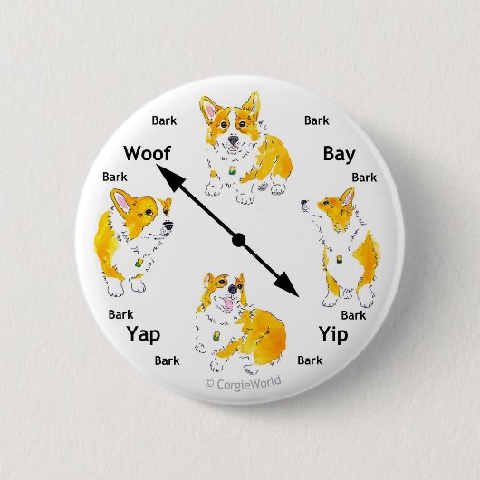 Corgi Bark-Clock Button (Voorkant)