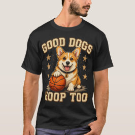 Corgi Basketbal Hond Cartoon Ontwerp T-shirt