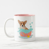 Corgi Bath Time Tweekleurige Koffiemok (Links)