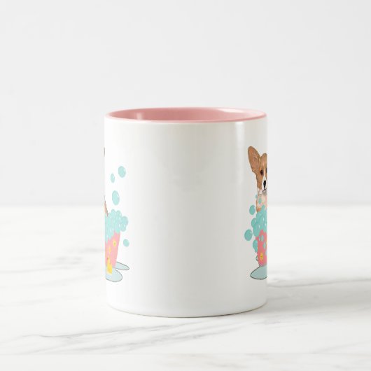 Corgi Bath Time Tweekleurige Koffiemok (Center)