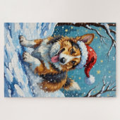 Corgi Belly Slide Christmas Fun Hat Legpuzzel (Horizontaal)