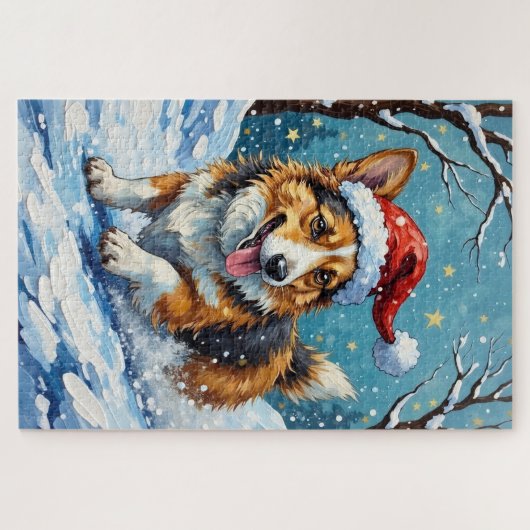 Corgi Belly Slide Christmas Fun Hat Legpuzzel (Horizontaal)