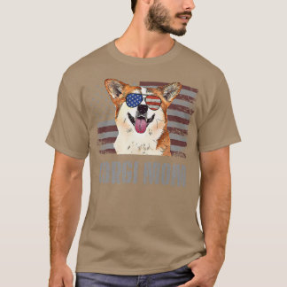 Corgi Best Dog Ma Ever Retro American Flag T-shirt