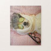 Corgi bij de puzzel van Spa Legpuzzel (Verticaal)